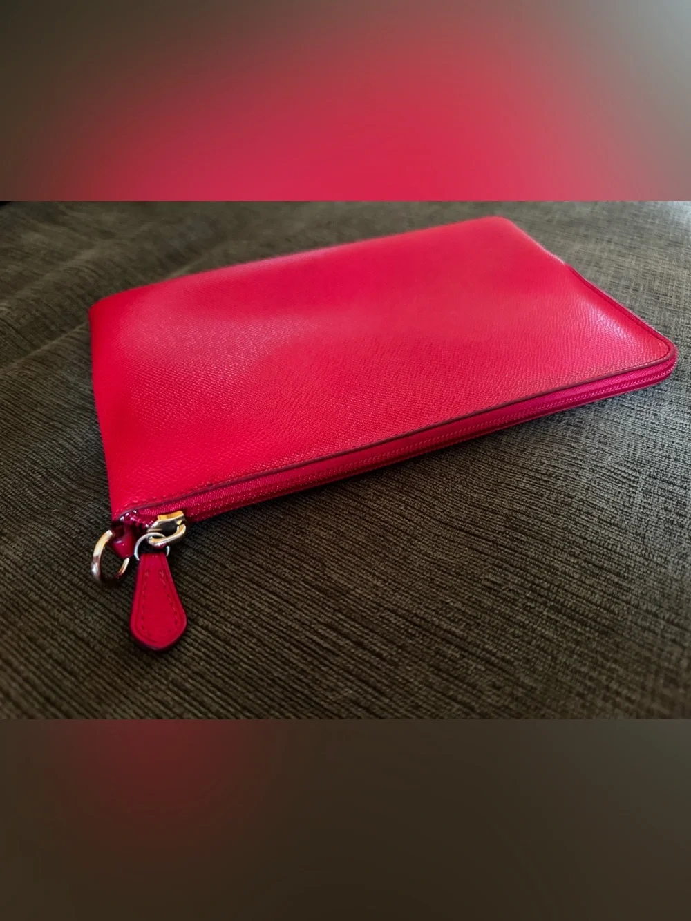 Coach Red Leather Zip Pouch
